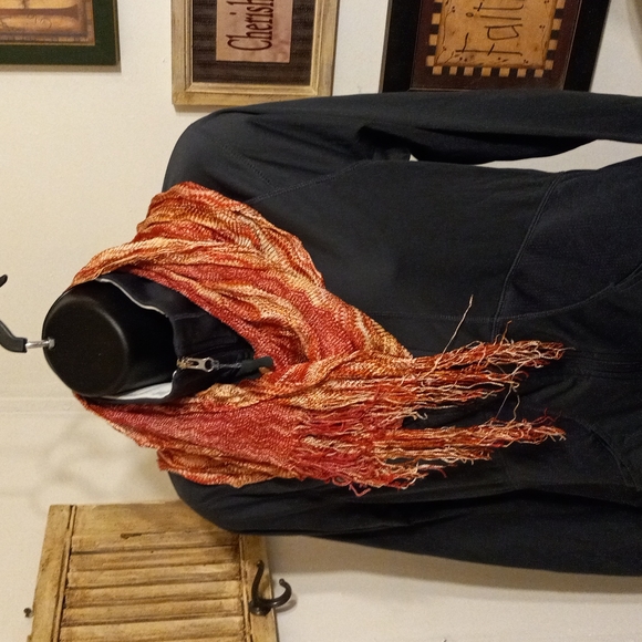 None Accessories - 🟢 orange fringed ruffled scarf
